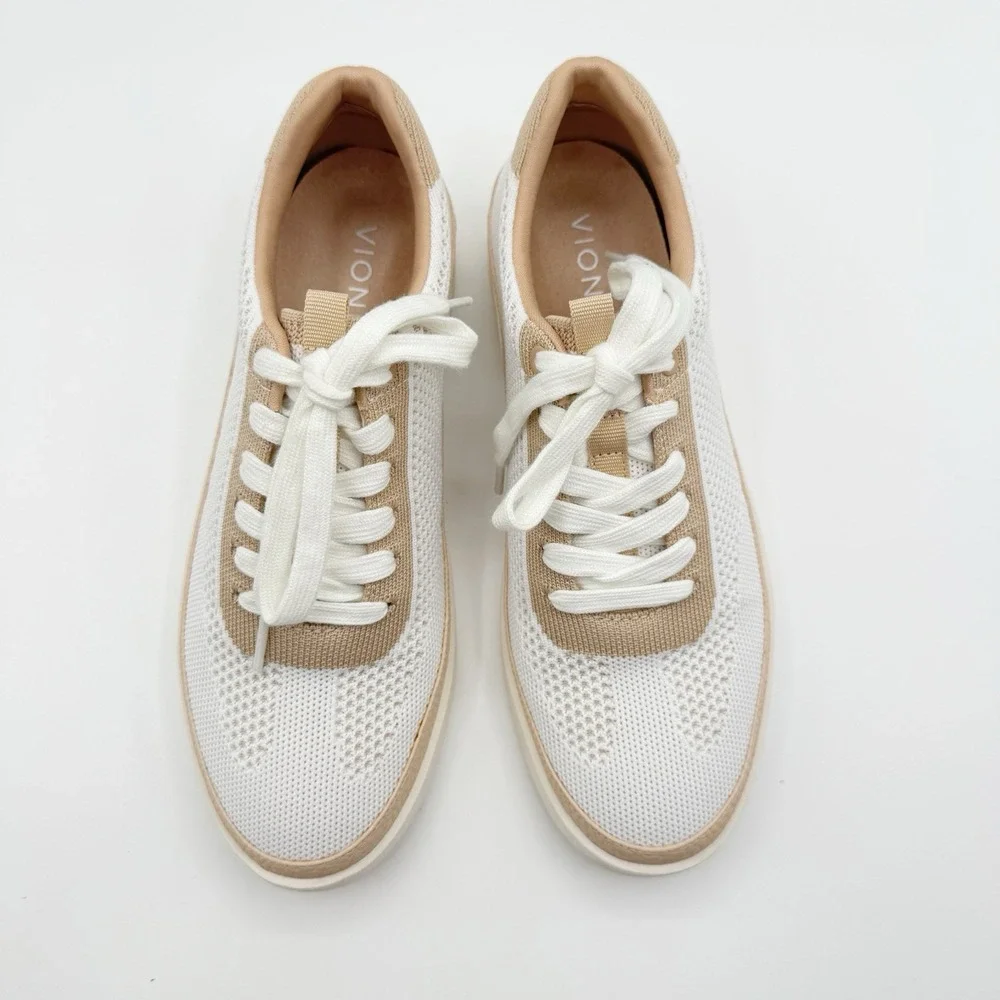 Vionic Galia Women's Knit Sneakers 7.5 Tan Comfort Casual Travel Walking Shoes